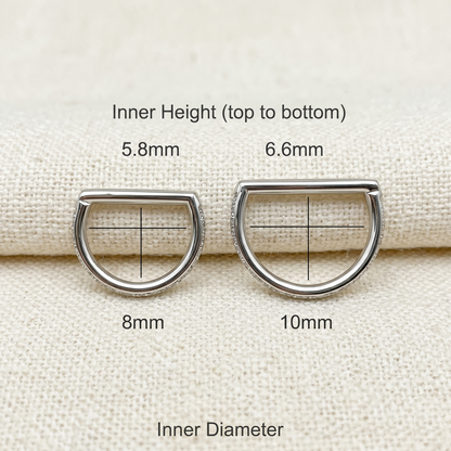 Titanium D-Shaped CZ Outside Hinged Hoop 16G