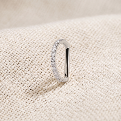 Titanium D-Shaped CZ Outside Hinged Hoop 16G