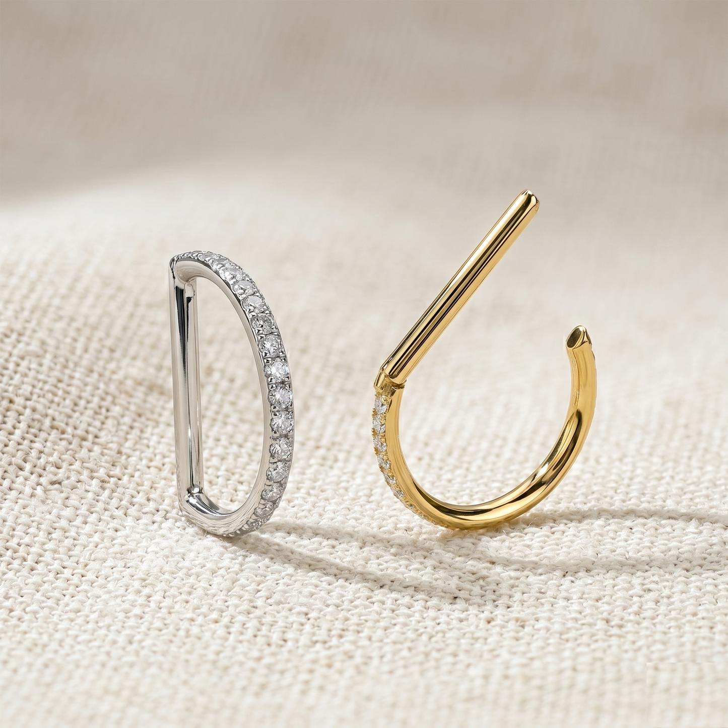 Titanium D-Shaped CZ Outside Hinged Hoop 16G