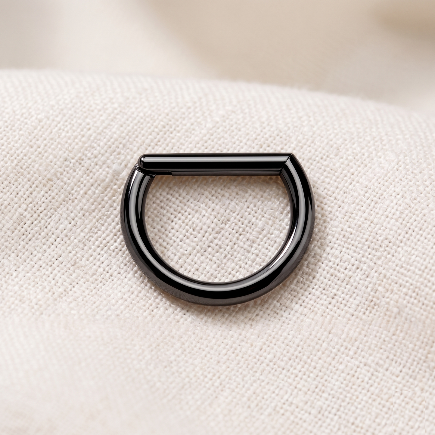 Titanium D-Shaped Hinged Hoop Ring 16G