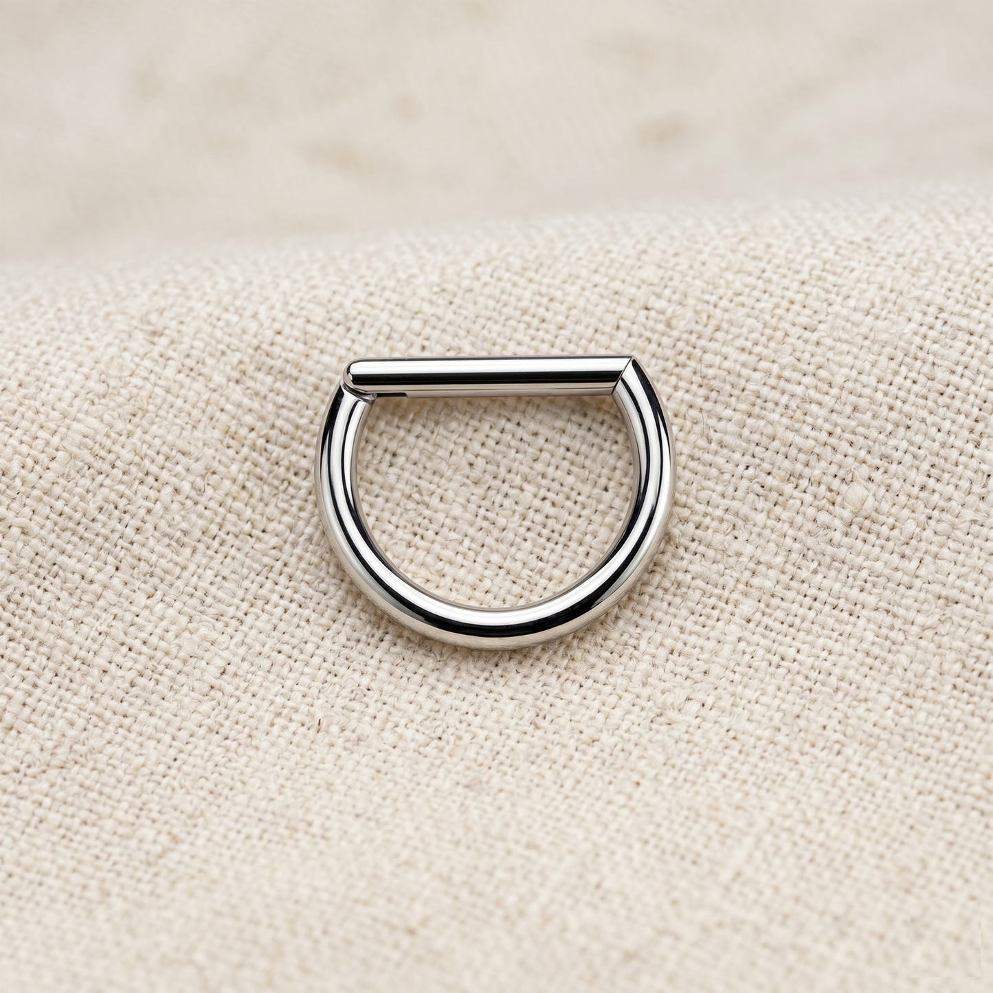 Titanium D-Shaped Hinged Hoop Ring 16G