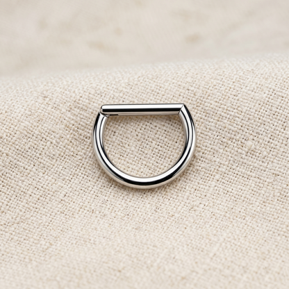 Titanium D-Shaped Hinged Hoop Ring 16G