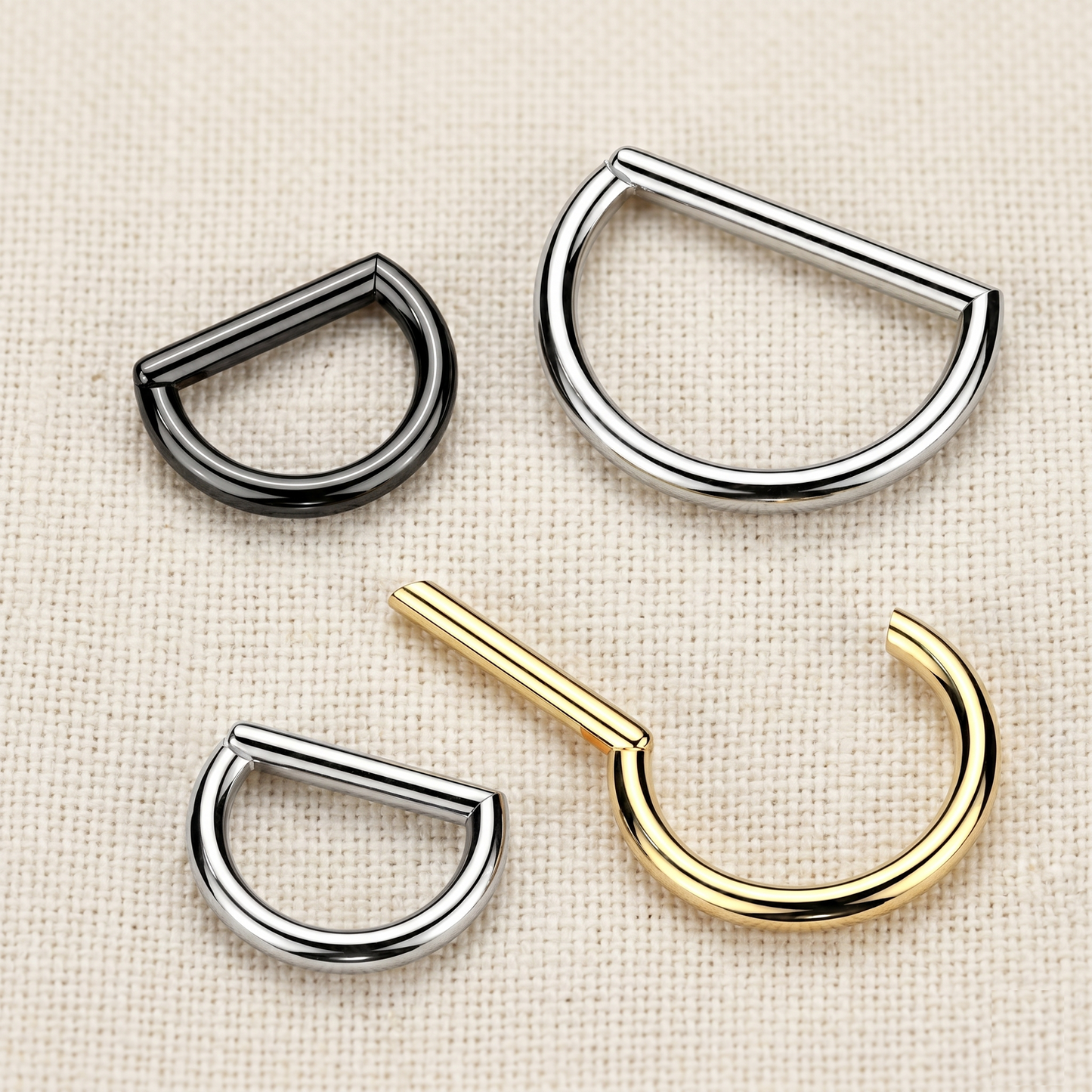 Titanium D-Shaped Hinged Hoop Ring 16G