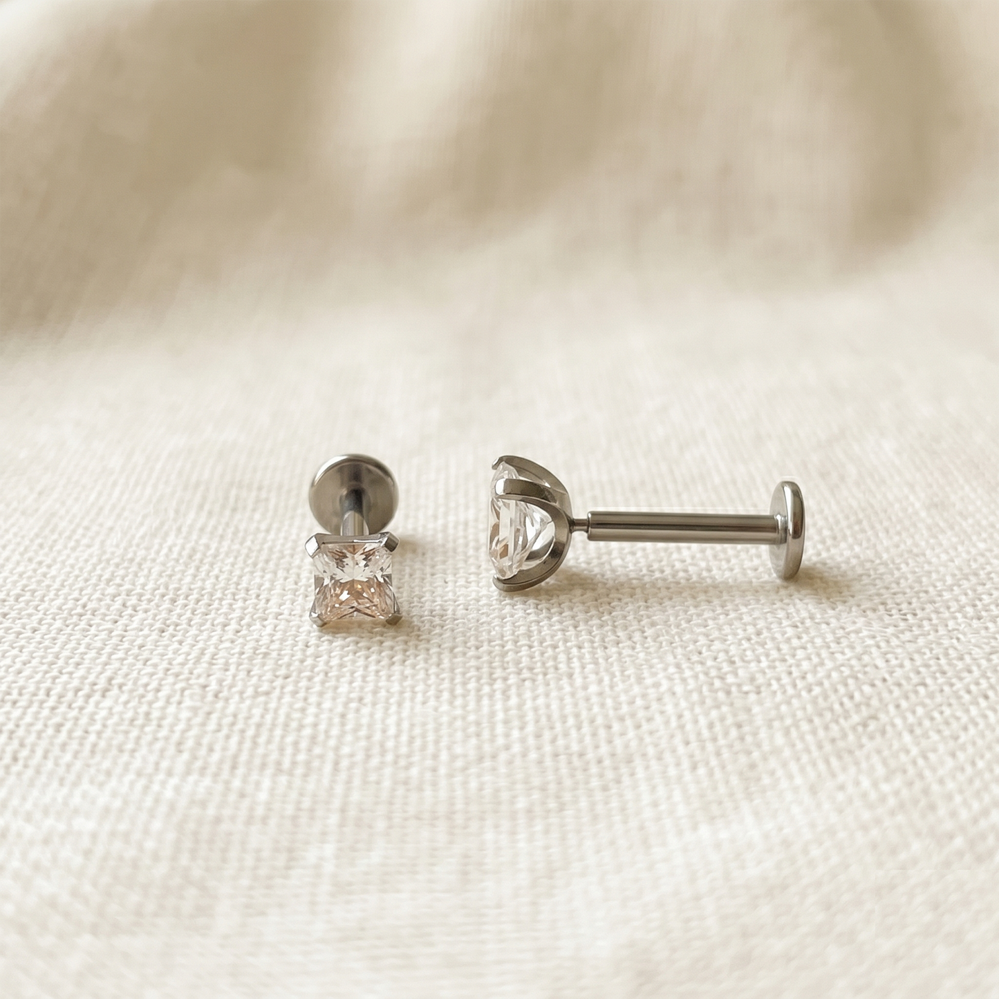Titanium Vitrail Medium CZ Threadless Stud