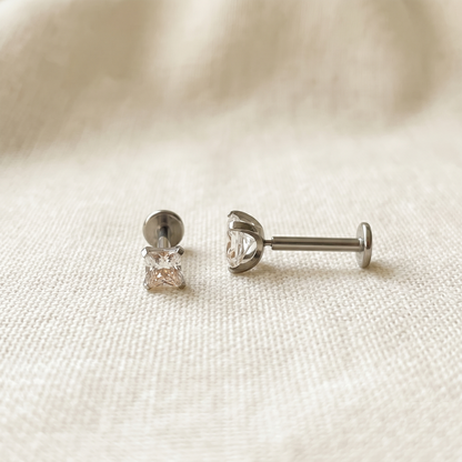 Titanium Vitrail Medium CZ Threadless Stud