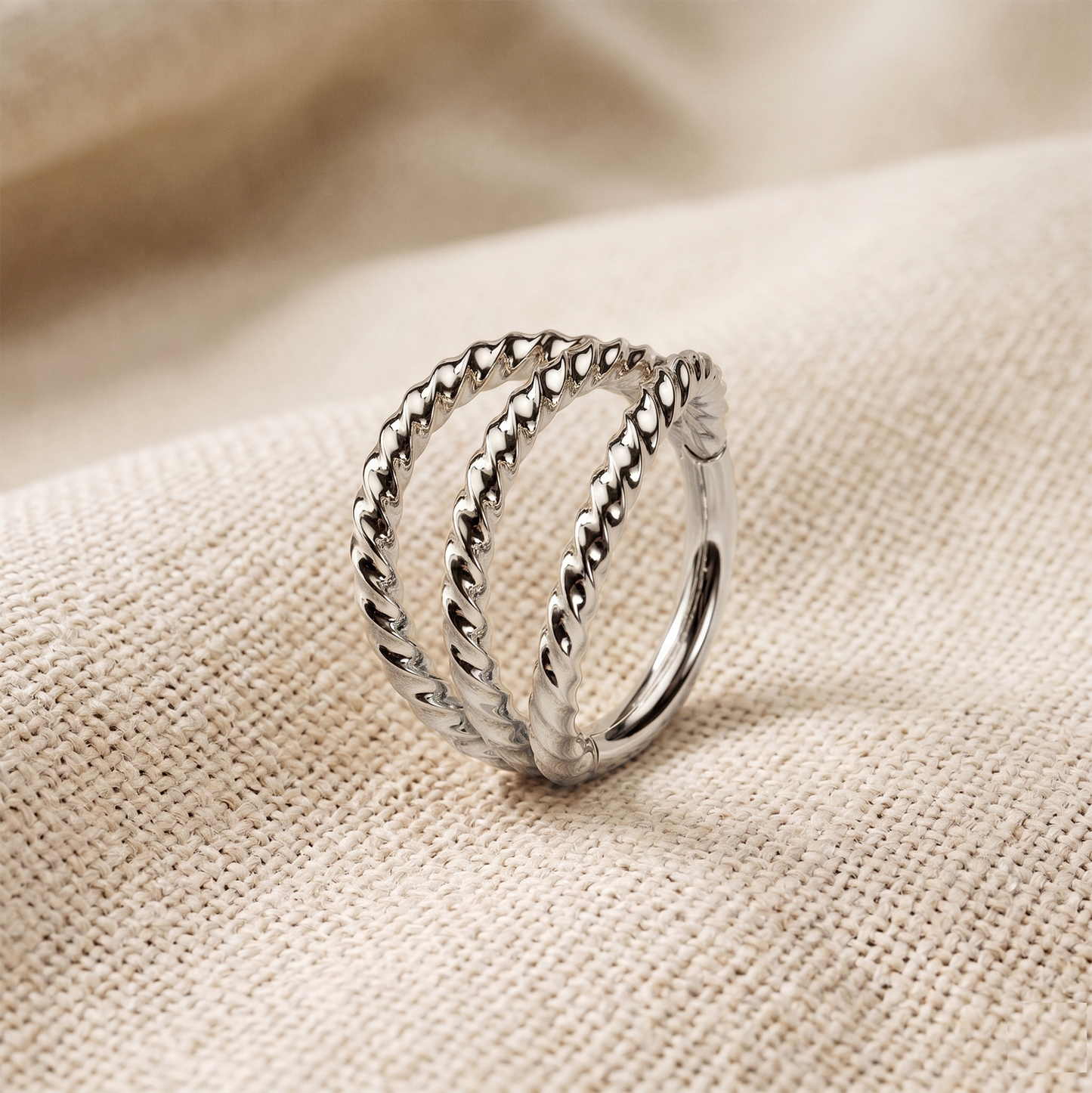Surgical Steel Triple Braided Hinged Hoop 16G