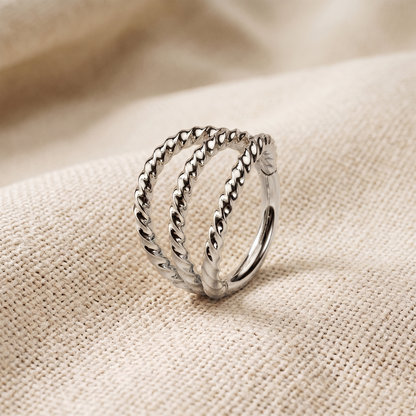 Surgical Steel Triple Braided Hinged Hoop 16G
