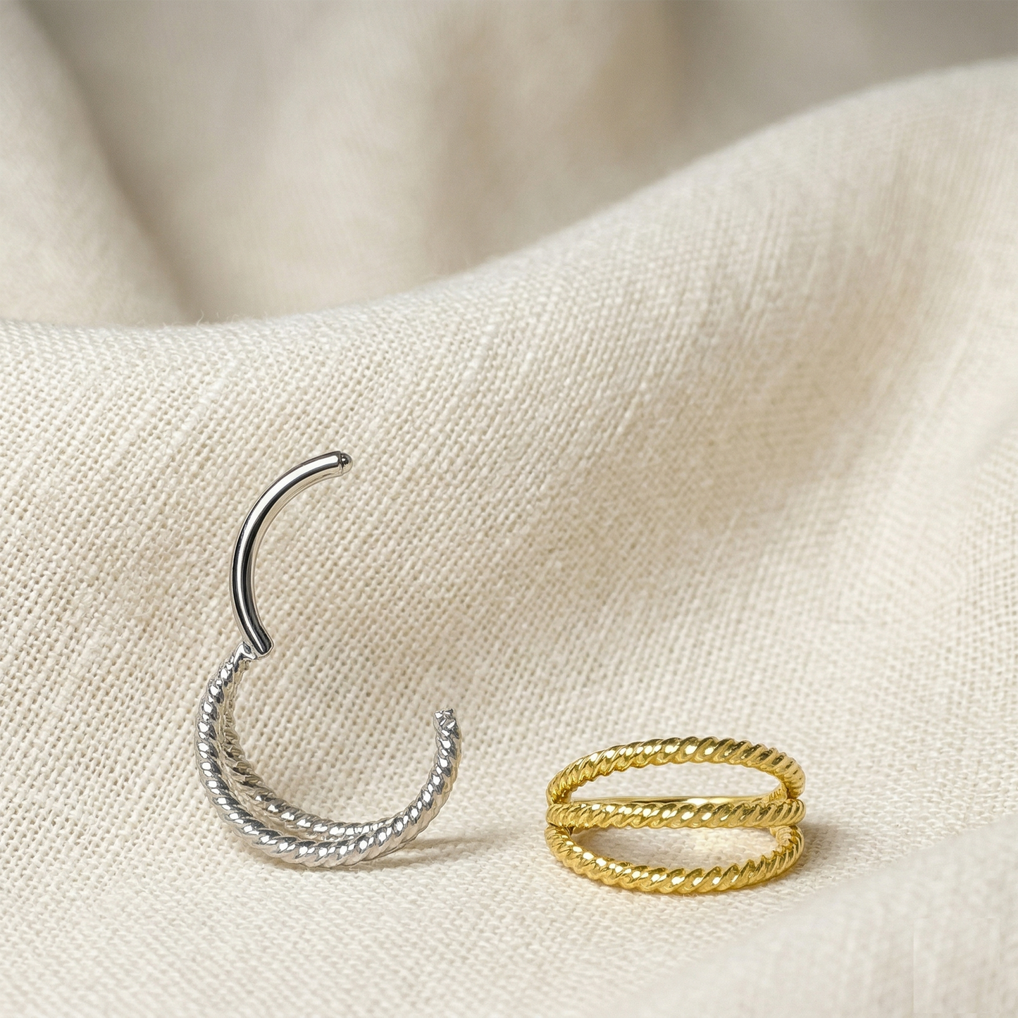 Surgical Steel Triple Braided Hinged Hoop 16G