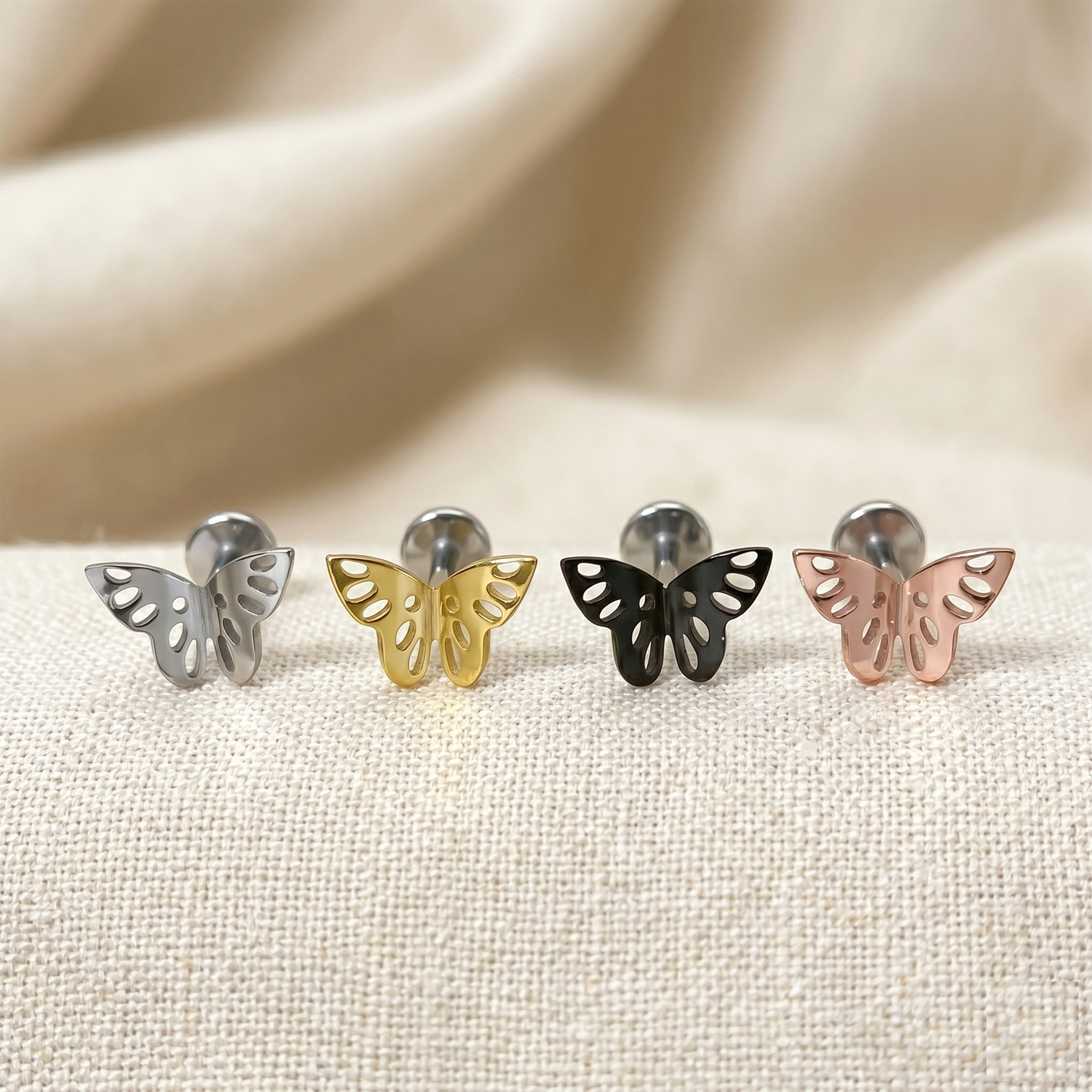 Titanium Butterfly Threadless Stud