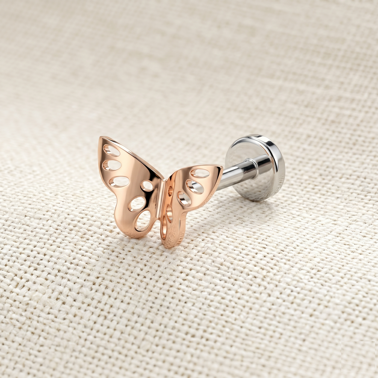 Titanium Butterfly Threadless Stud