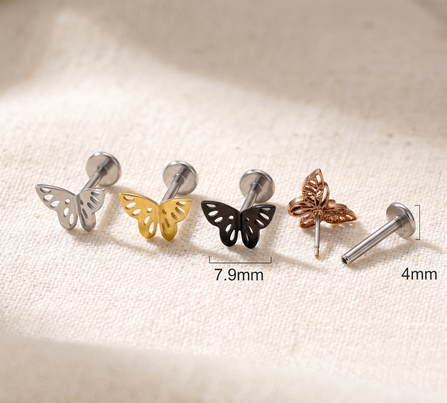 Titanium Butterfly Threadless Stud