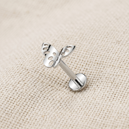Titanium Butterfly Diamond-Cut Threaded Labret 16G