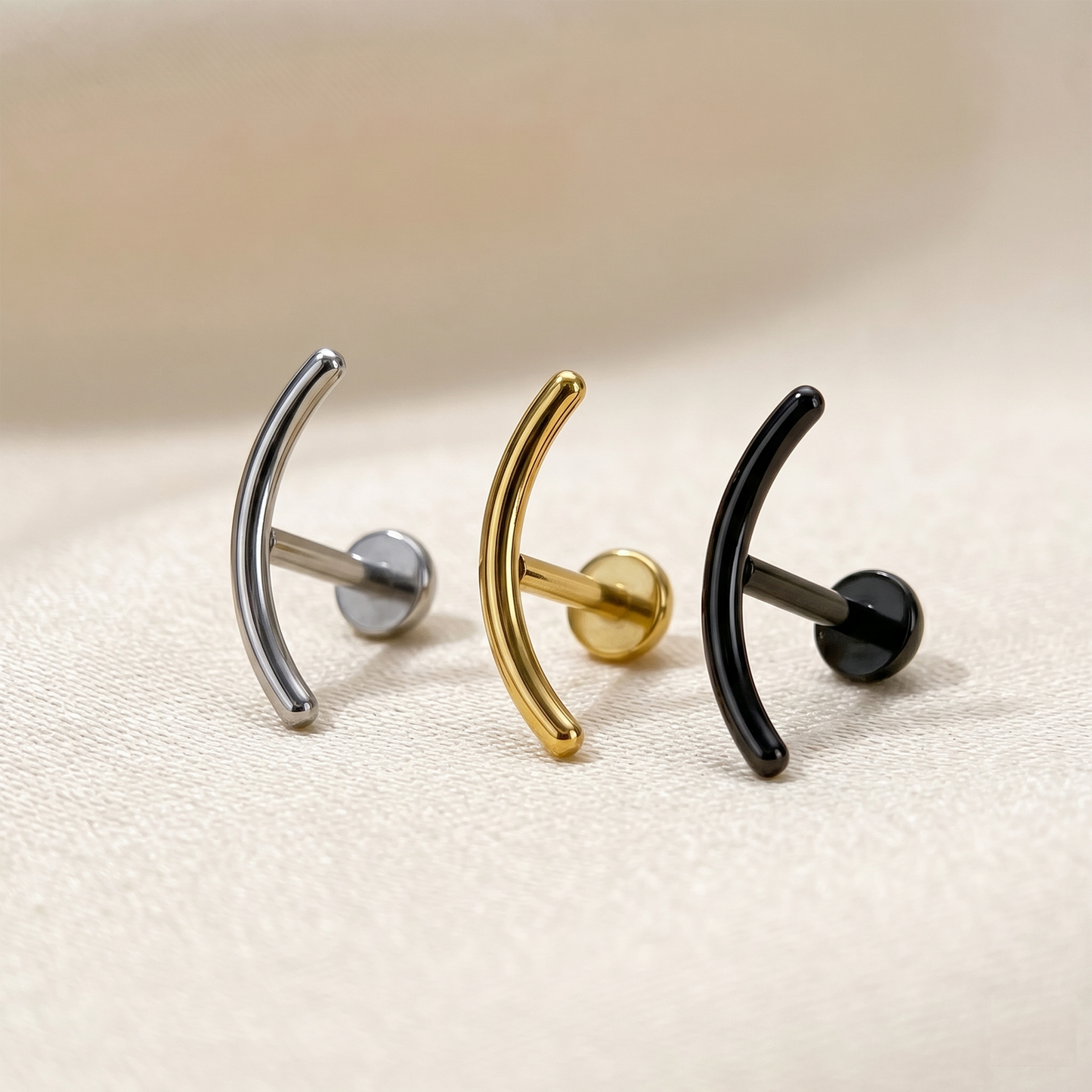 Titanium Curved Bar Threaded Labret 16G