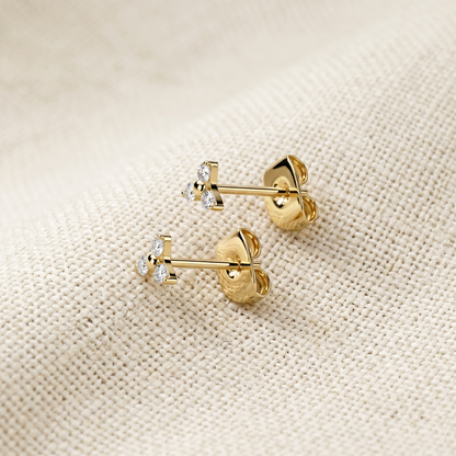Titanium Trinity CZ Stud Earrings 20G