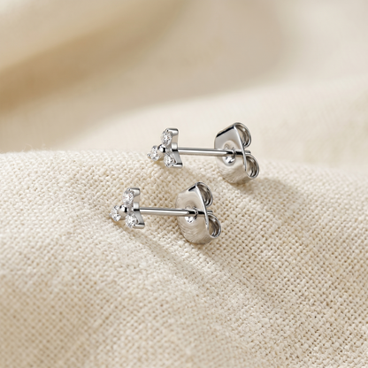 Titanium Trinity CZ Stud Earrings 20G