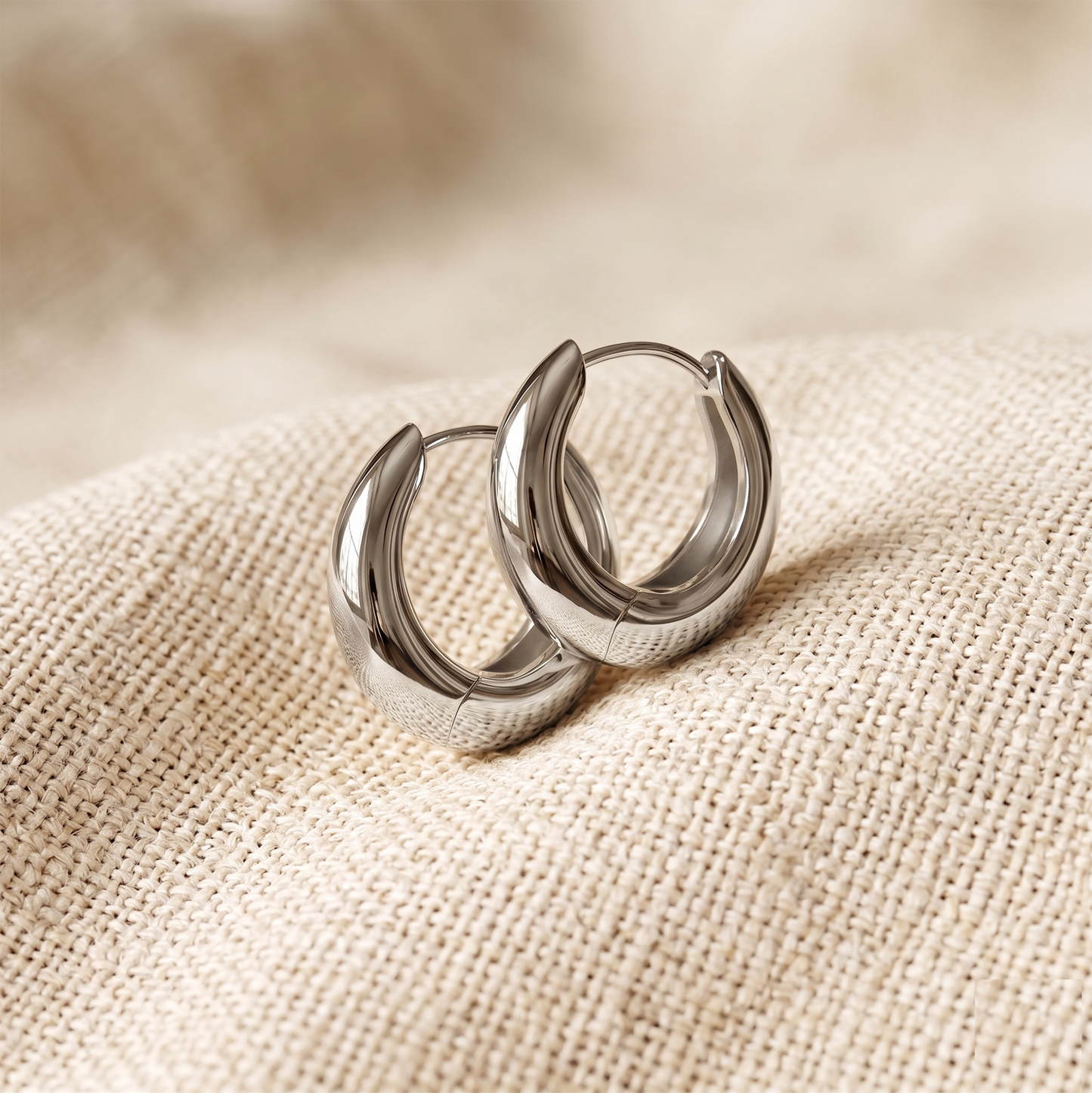 Surgical Steel Wide Hinged Hoop Earrings 18G