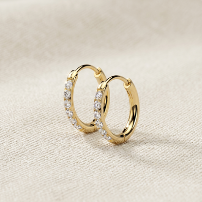 Surgical Steel CZ Huggie Hoop Earrings