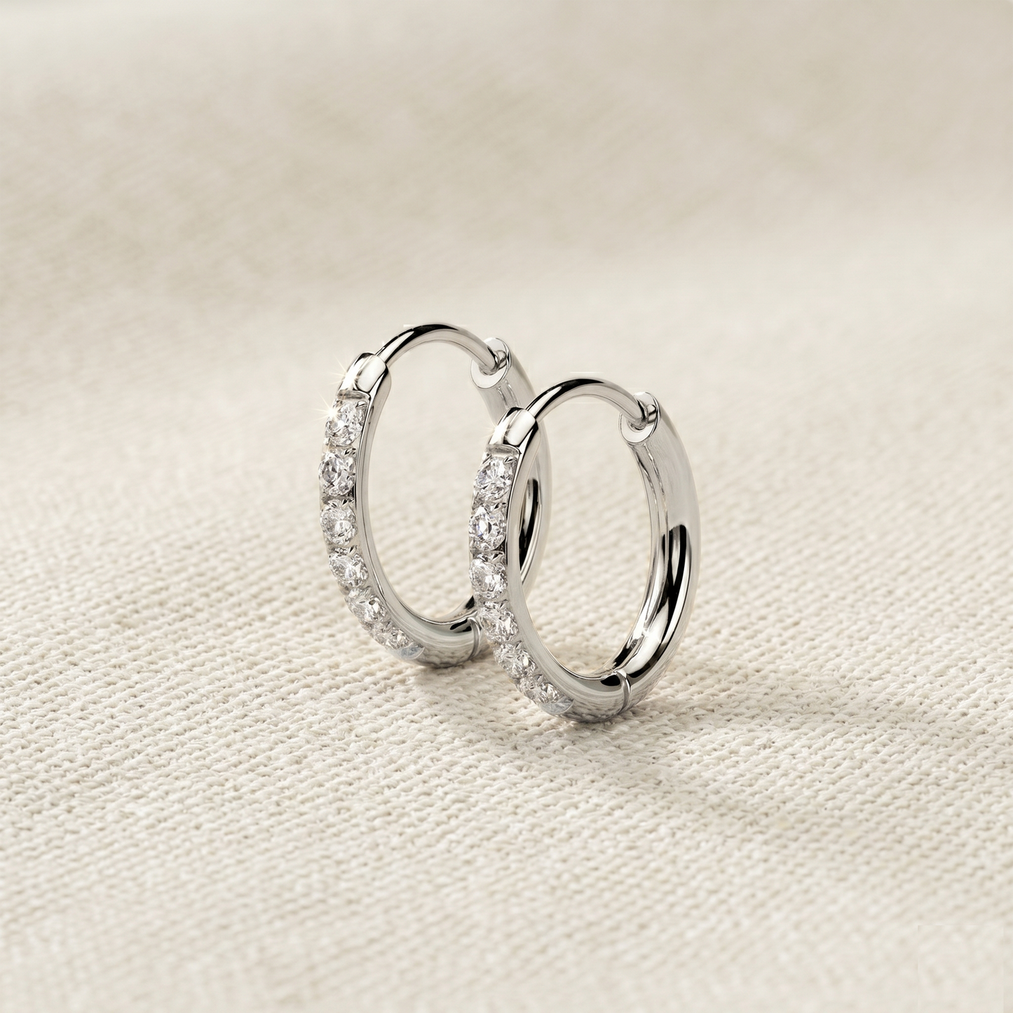 Surgical Steel CZ Huggie Hoop Earrings