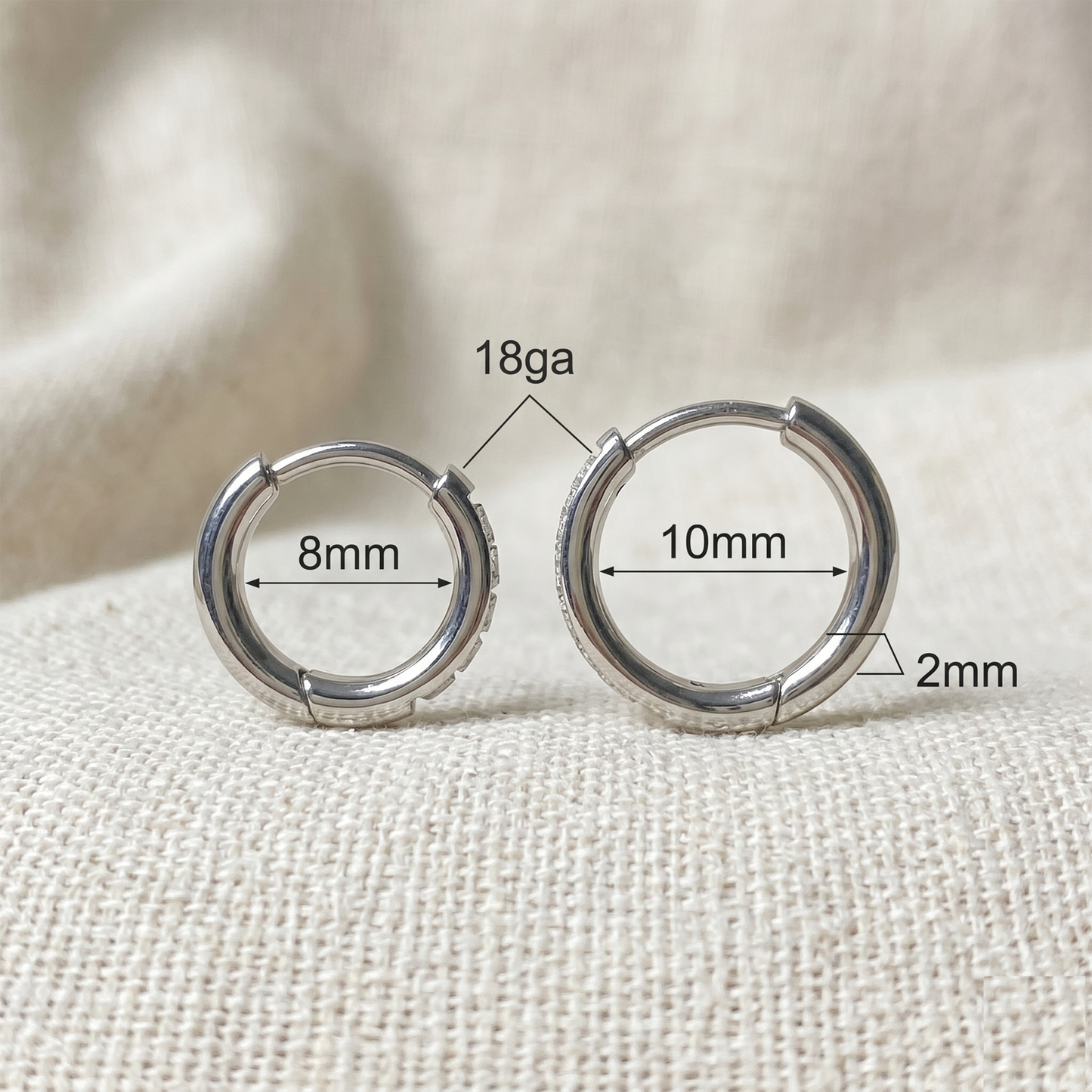 Surgical Steel CZ Huggie Hoop Earrings
