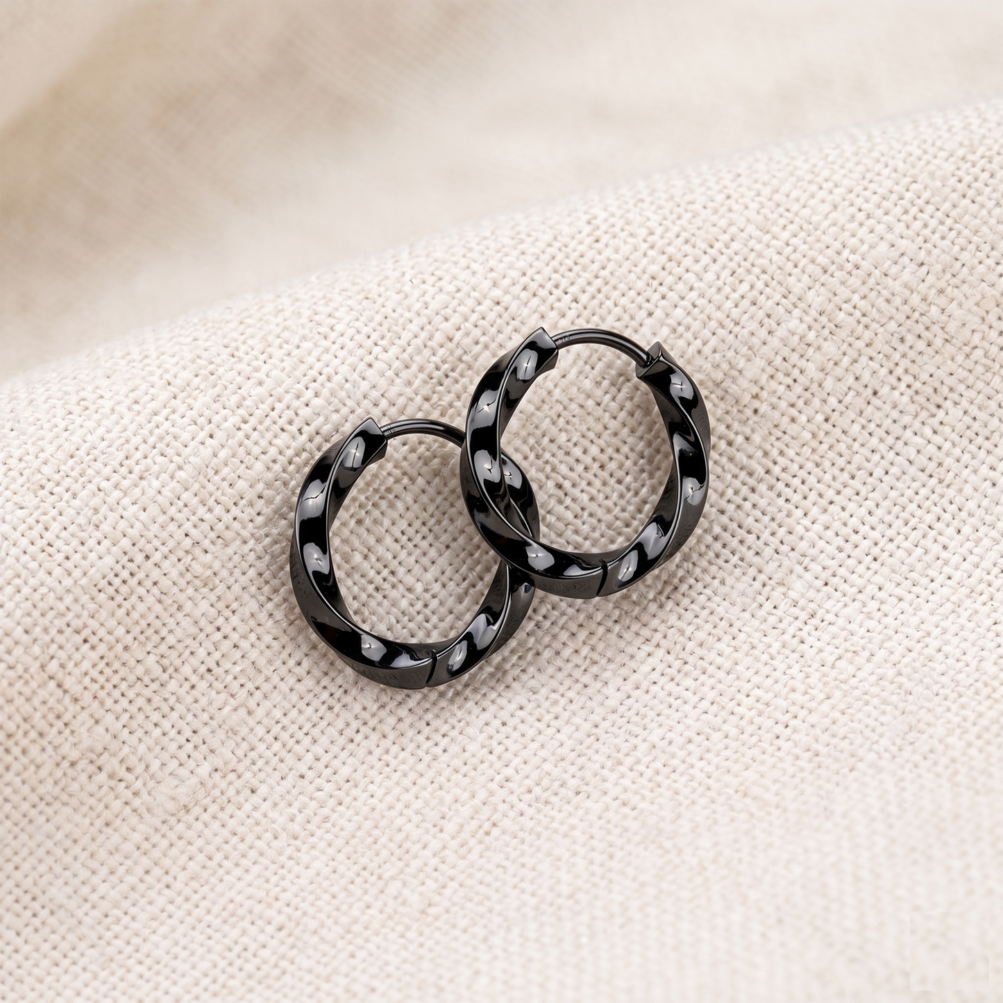 Surgical Steel Twisted Hinged Hoop Earrings 18G