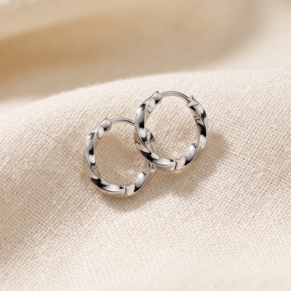 Surgical Steel Twisted Hinged Hoop Earrings 18G