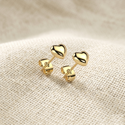 Surgical Steel 3D Heart Stud Earrings 20G