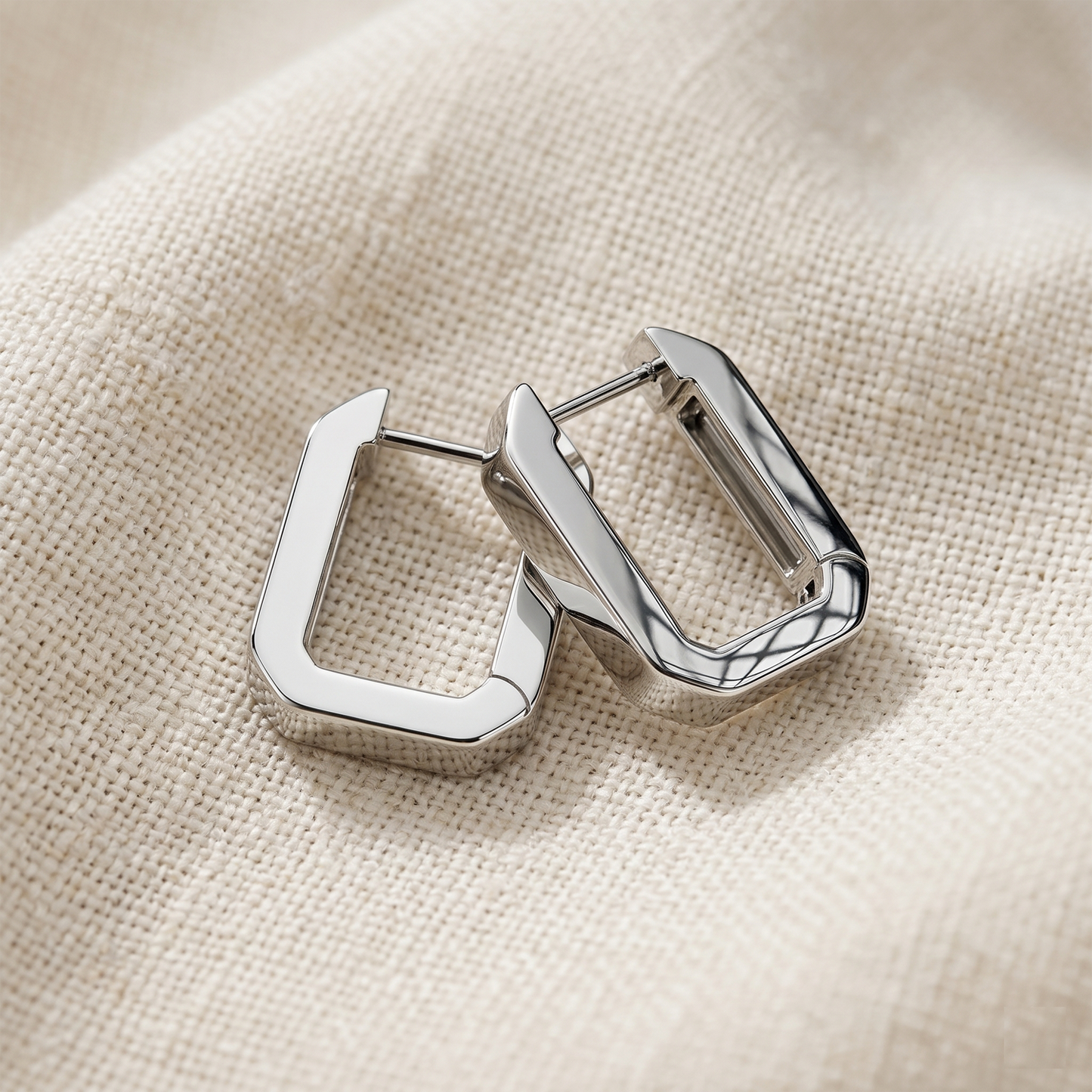Surgical Steel Rectangle Hinged Hoop Earrings 18G