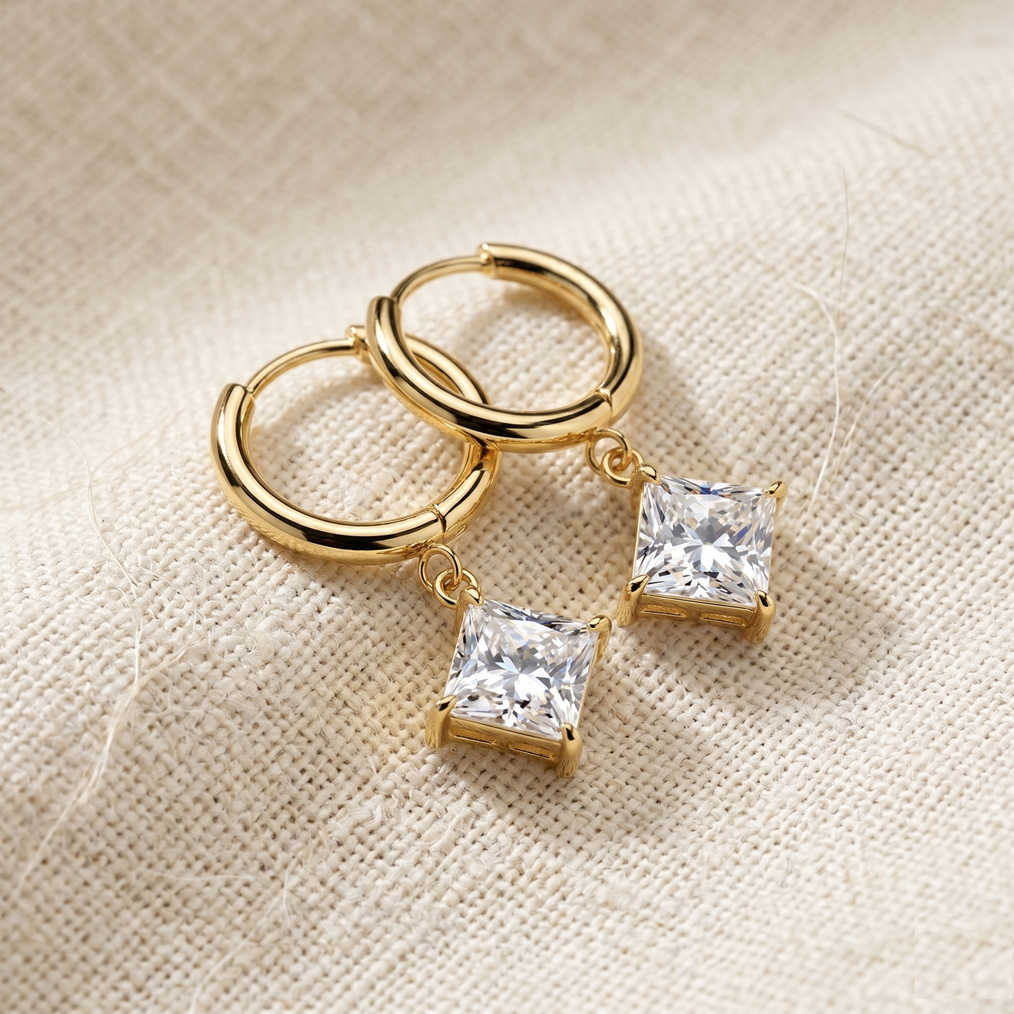 Surgical Steel Prong CZ Dangle Hoop Earrings 20G