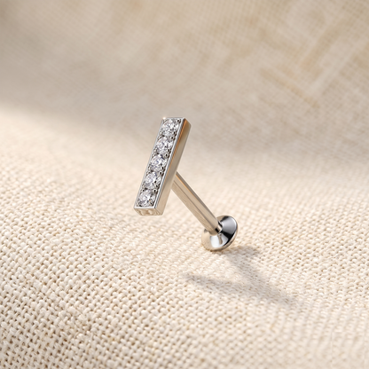 Surgical Steel CZ Bar Threadless Stud