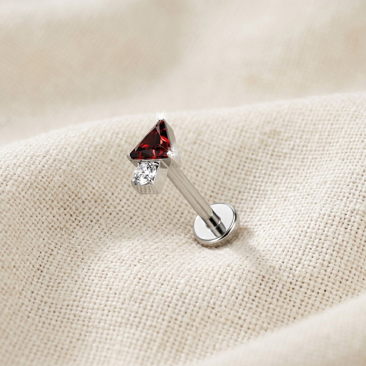 Titanium Triangle CZ Threadless Stud