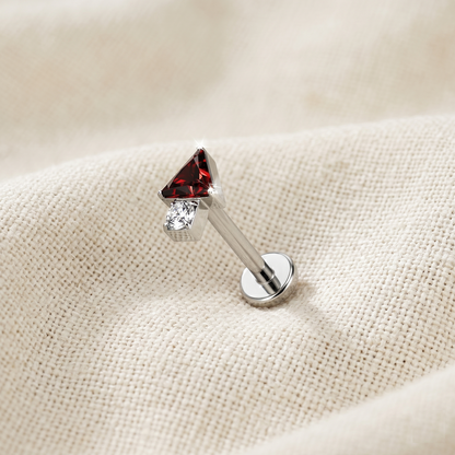 Titanium Triangle CZ Threadless Stud