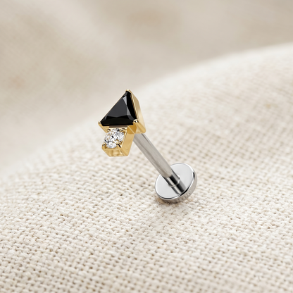 Titanium Triangle CZ Threadless Stud