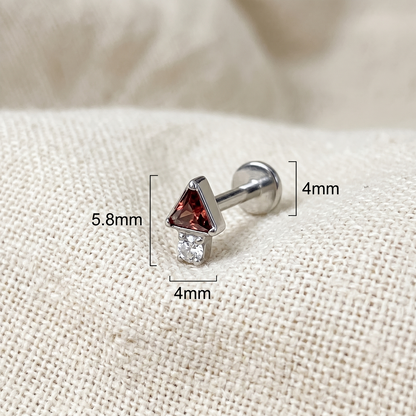 Titanium Triangle CZ Threadless Stud