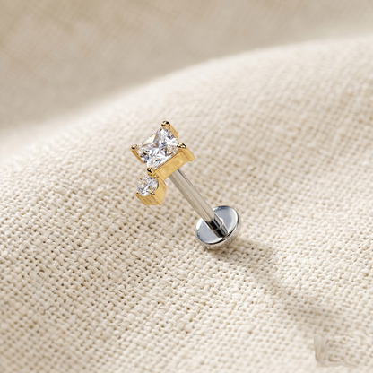 Titanium Diamond-CZ Top Threadless Stud
