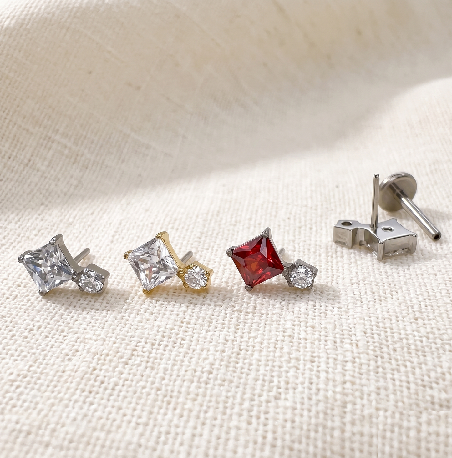 Titanium Diamond-CZ Top Threadless Stud