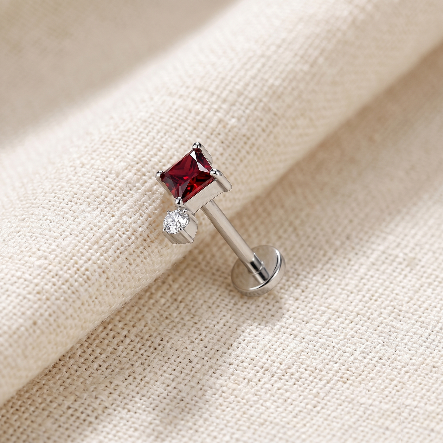 Titanium Diamond-CZ Top Threadless Stud