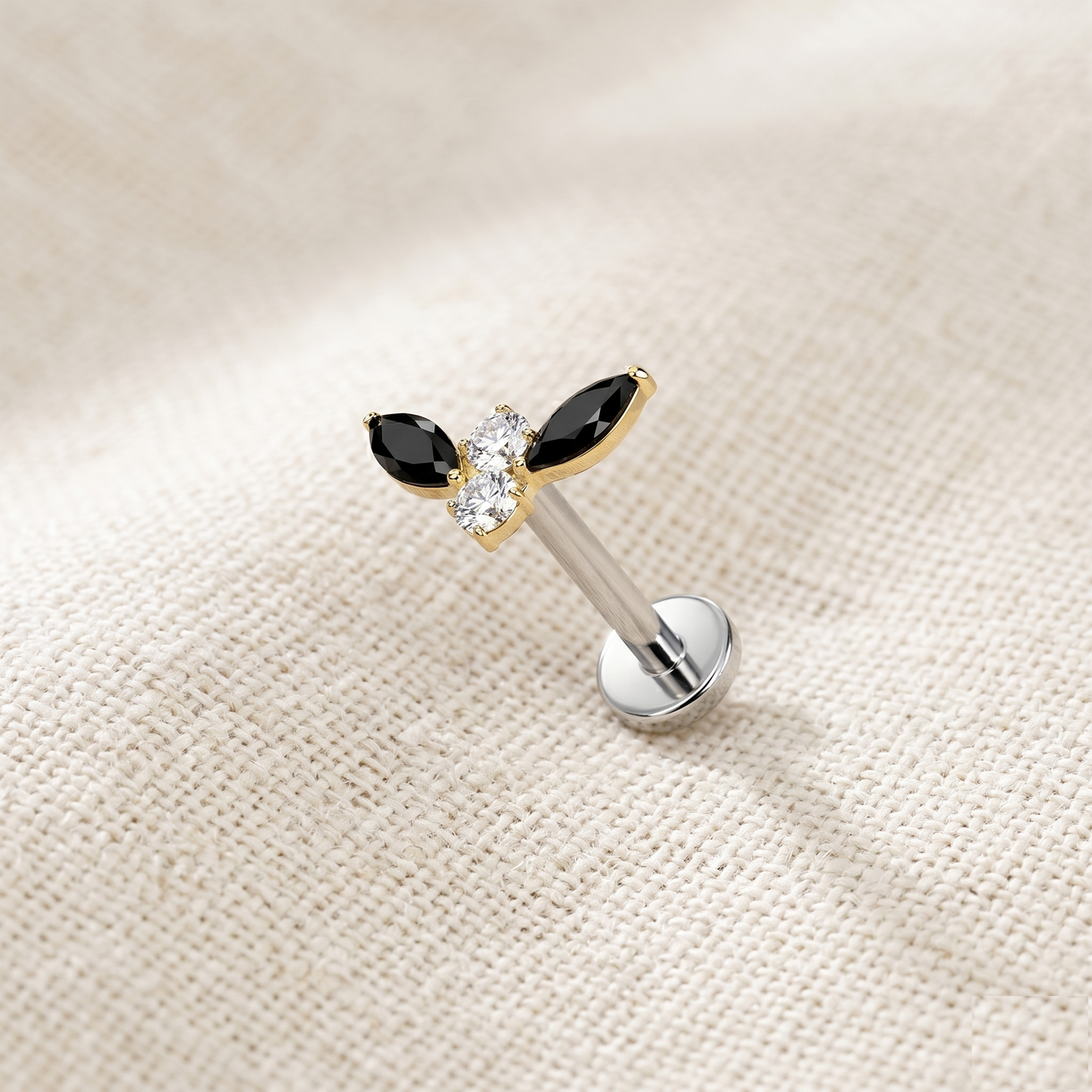 Titanium Bat CZ Threadless Stud