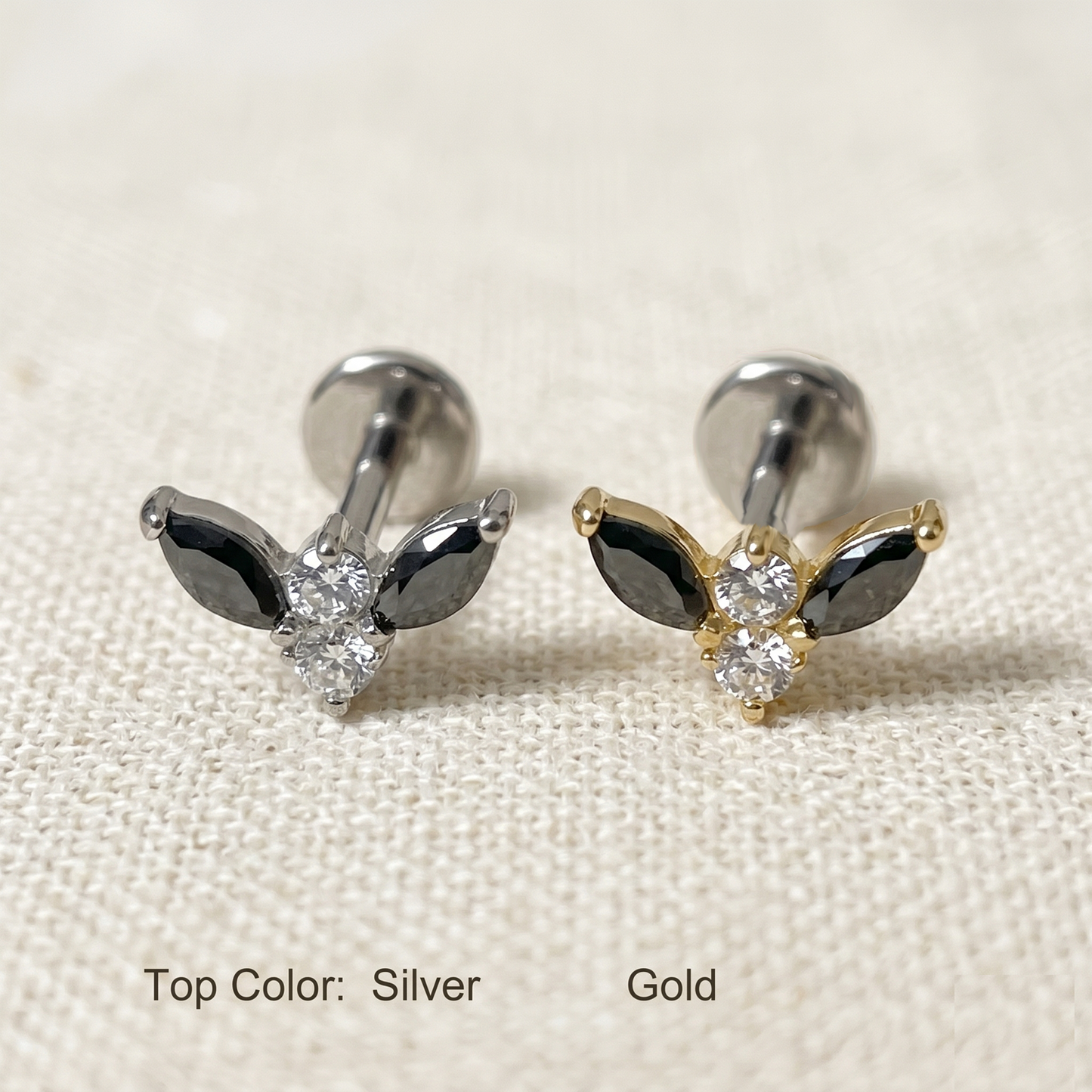 Titanium Bat CZ Threadless Stud
