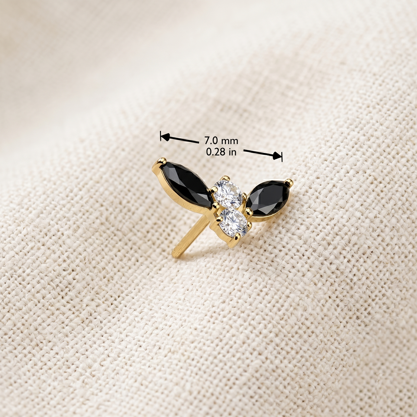 Titanium Bat CZ Threadless Stud