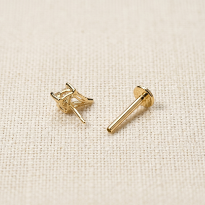 14K Gold Spear CZ Threadless Stud 20G