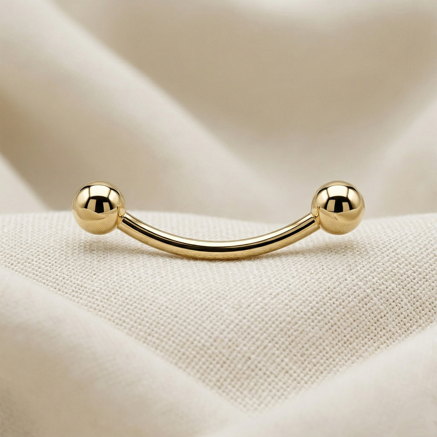 Gold Titanium Threadless Curved Barbell 16G 14G