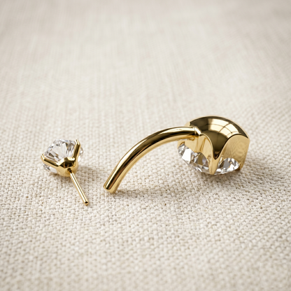 Titanium Heart CZ Belly Button Ring 14G