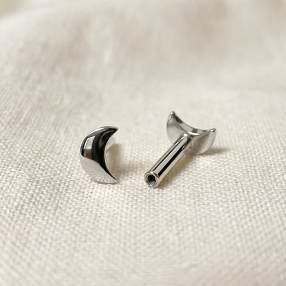 Titanium Moon Convex Threadless Labret Bar 16G 18G