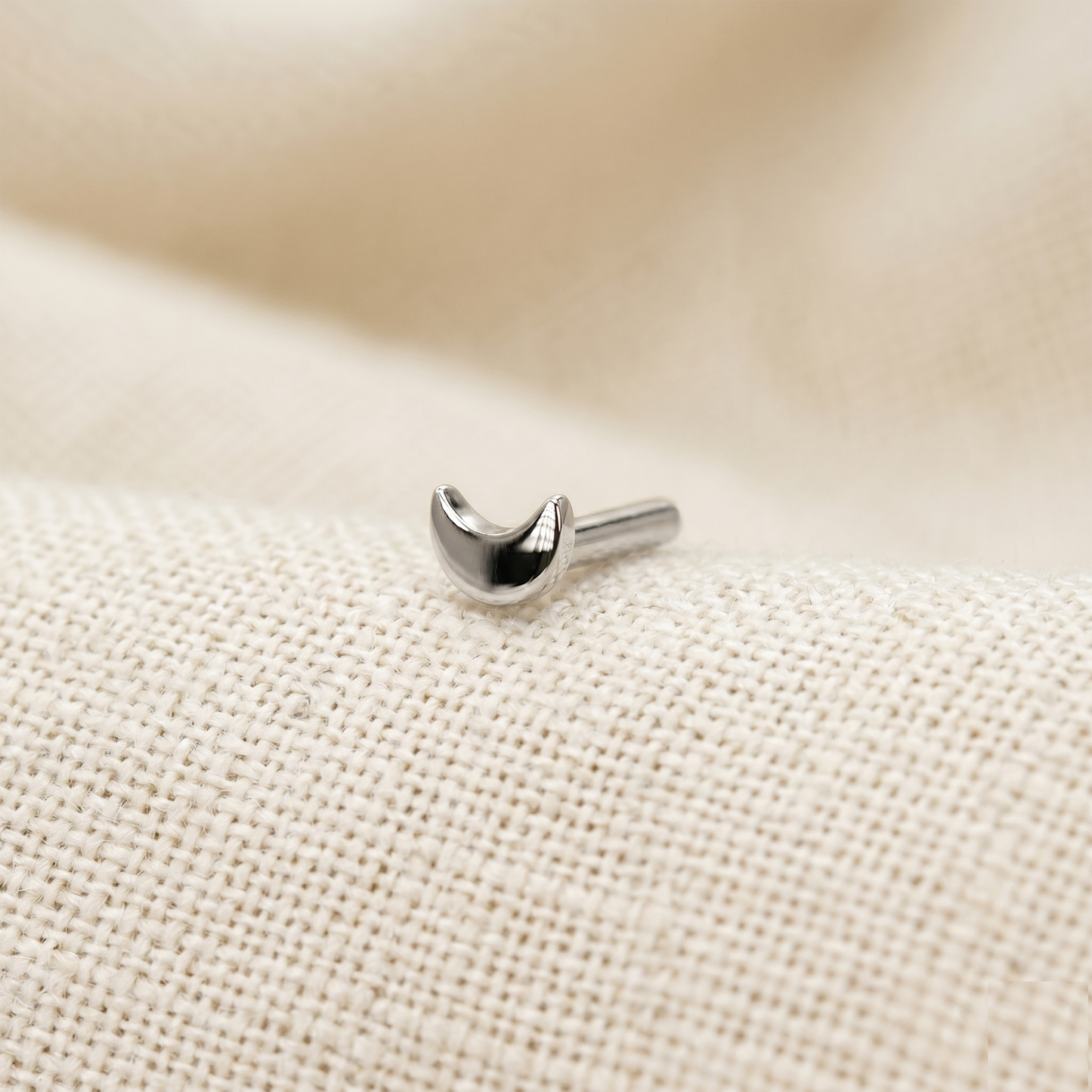 Titanium Moon Convex Threadless Labret Bar 16G 18G