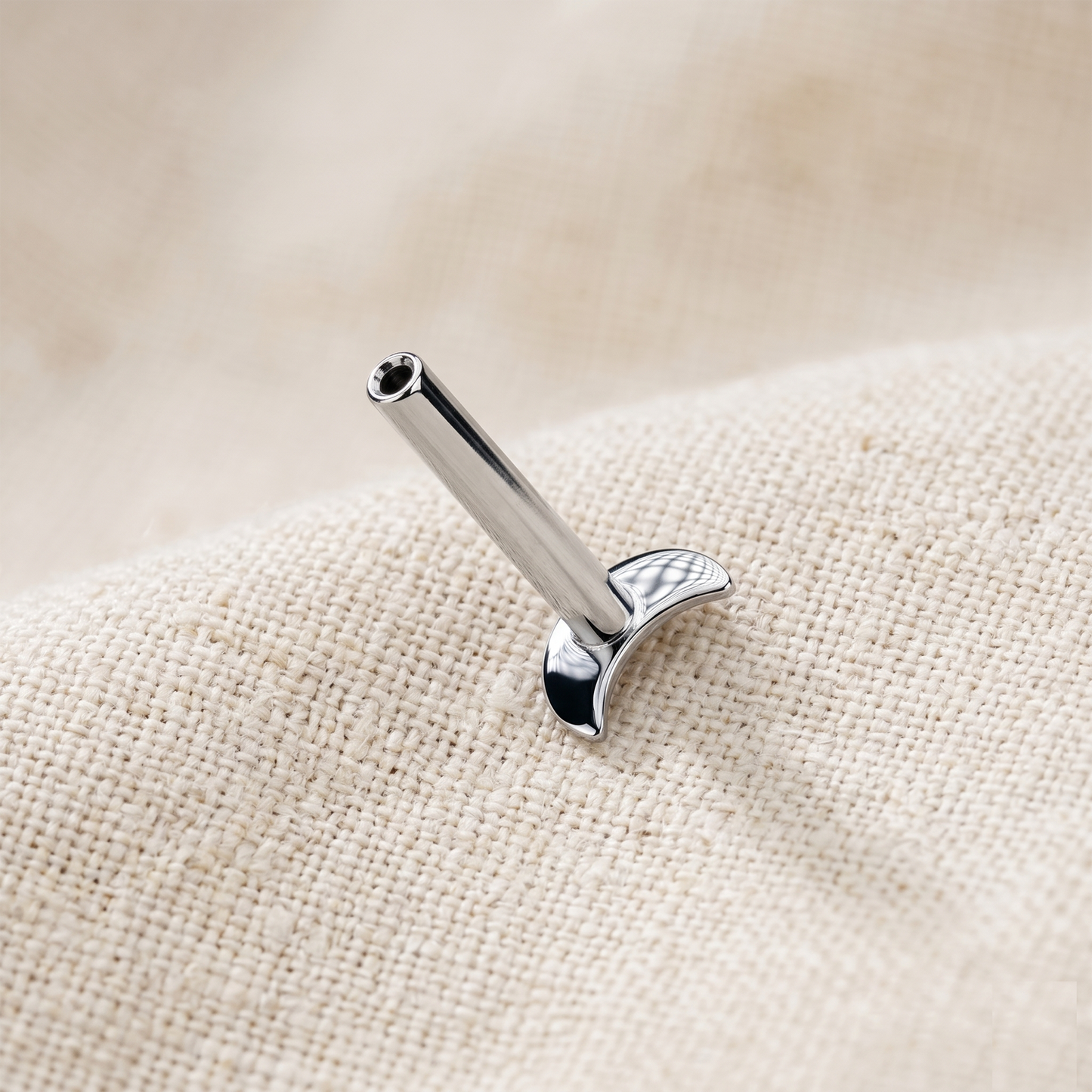 Titanium Moon Convex Threadless Labret Bar 16G 18G