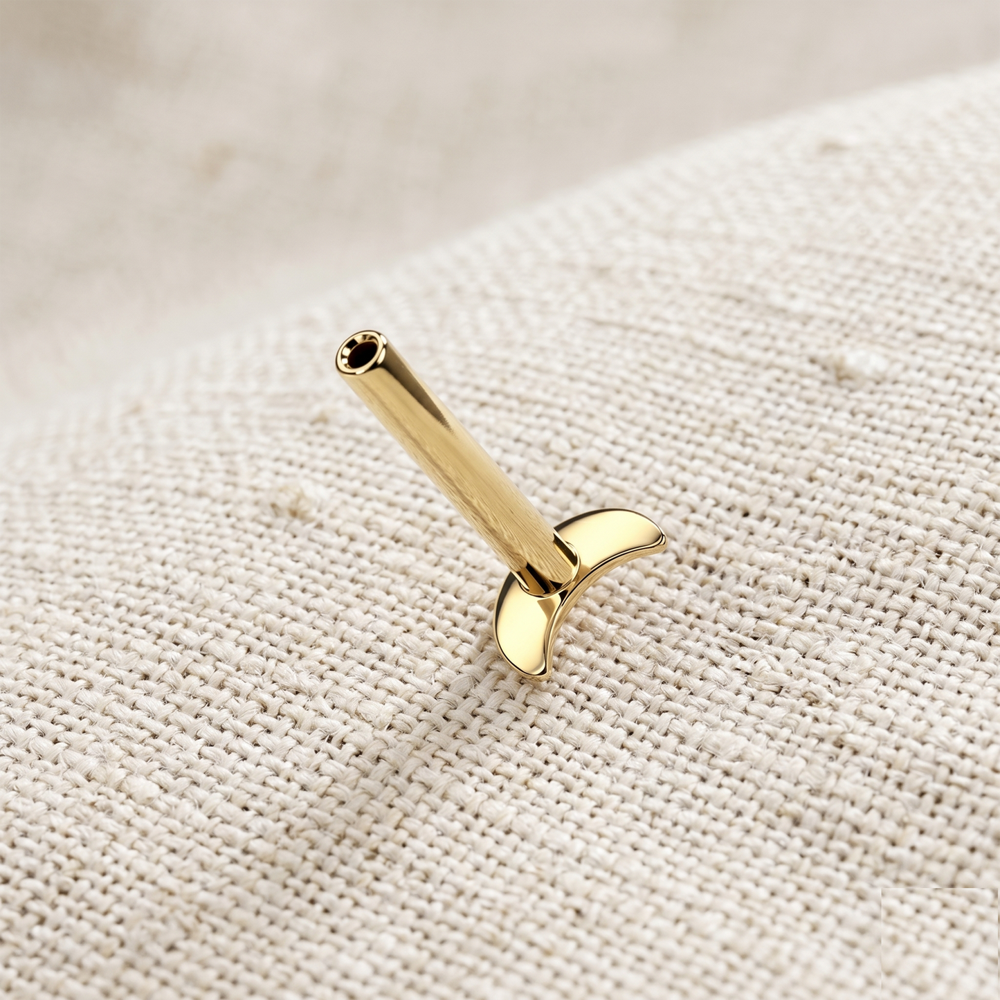 Gold Titanium Moon Convex Threadless Labret Bar 16G 18G