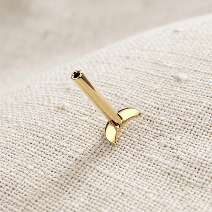 Gold Titanium Moon Convex Threadless Labret Bar 16G 18G