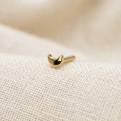 Gold Titanium Moon Convex Threadless Labret Bar 16G 18G