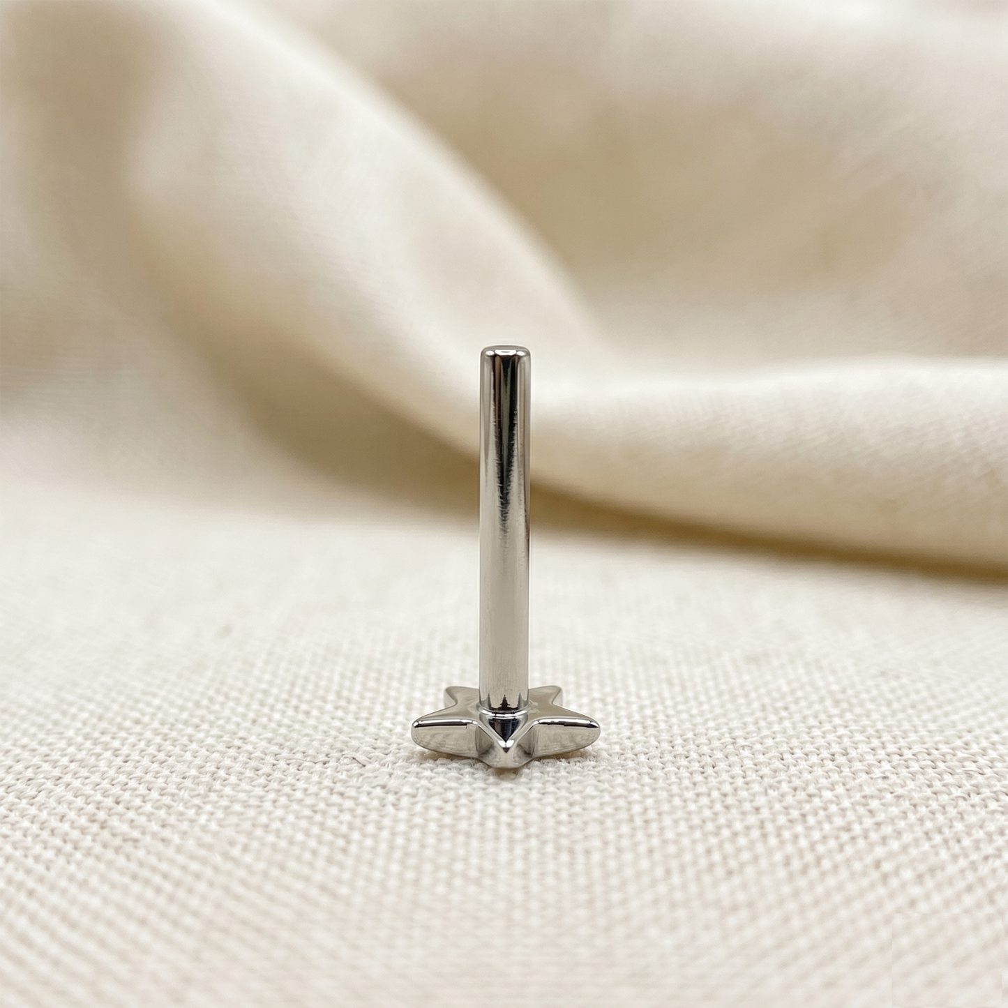 Titanium Star Convex Threadless Labret Bar 16G 18G