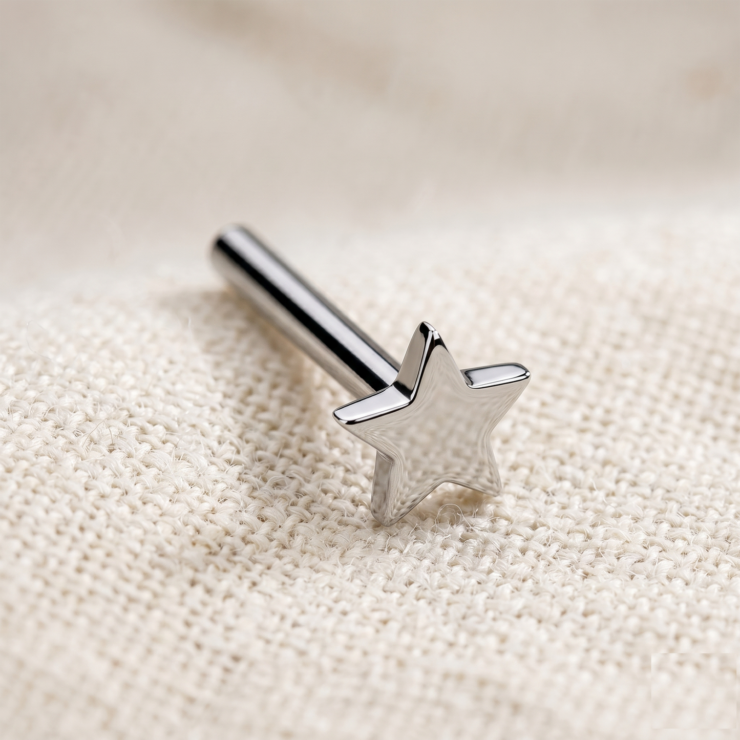 Gold Titanium Star Convex Threadless Labret Bar 16G 18G